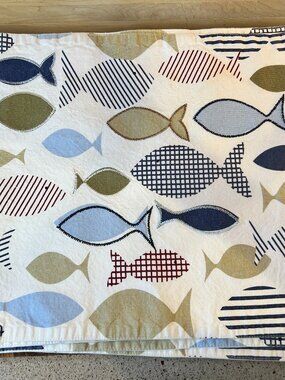Food Network set of 6 placemats fish theme coastal vibe 100% cotton
